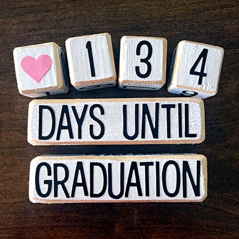 Distressed Wood Graduation Countdown Blocks Days Until Etsy