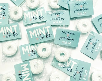 Party Favor Set | MINT TO BE | Ring Shaped Mint Candy + Gift Tag | Wedding, Bachelorette Party, Bridal Shower, Treat Bag | Cheers!