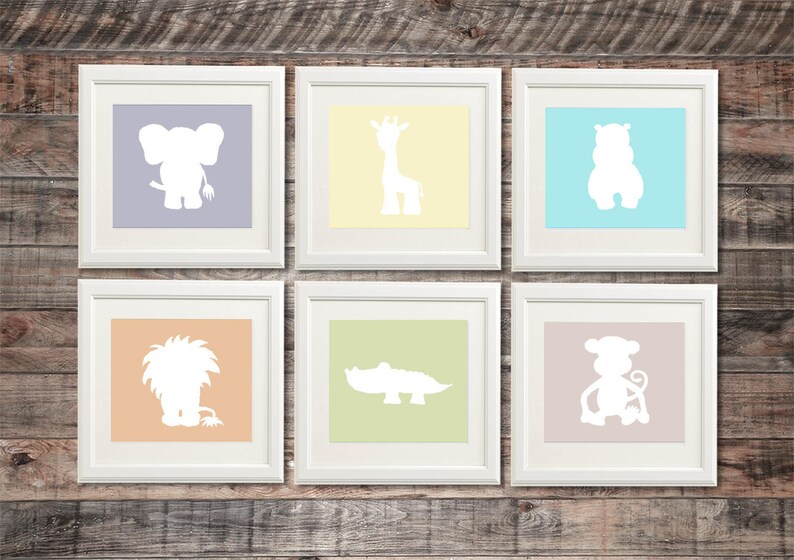 Jungle Animal Theme Nursery Wall Art SET OF 6 Custom Wall Etsy