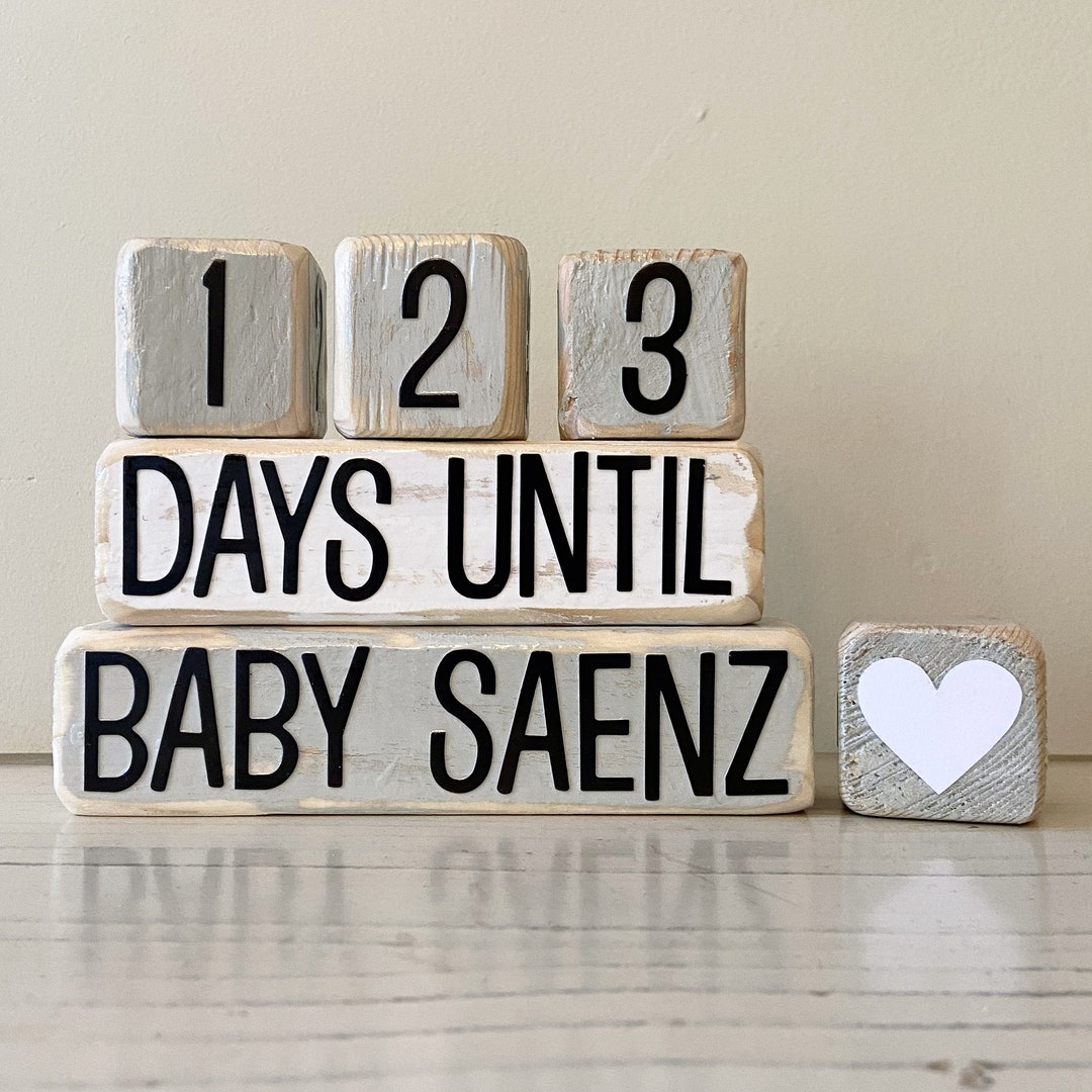 Pregnancy Countdown Blocks | Days Until Baby [last Name] | Boy, Girl ...