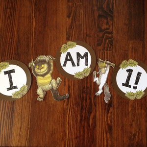 Where The Wild Things Are Inspired Theme | I AM ONE | Decorative High Chair Banner for 1st Birthday Party Monster & Max | Hanging Sign