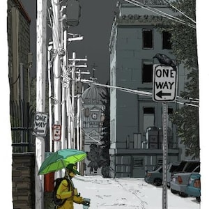 Art Print, winter view of Bloomington Indiana Courthouse, Indiana University art print , Graduation Gift, Hoosier poster