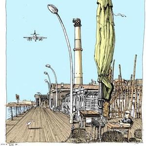 Tel Oriental Boardwalk Kunstdruck, Illustration signiert