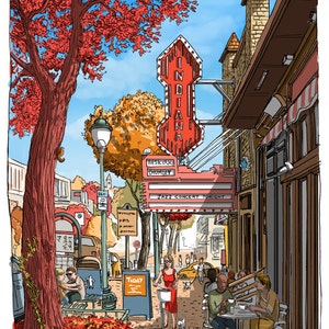 Distinctively-Bloomington iIndiana, illustration Poster, Bloomington original Art Print, Indiana University, IU Gift, Hoosier