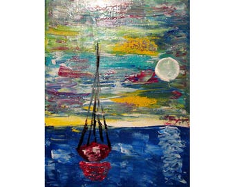 ORIGINAL SAILS Boat Abstract Palette Knife  WALL Art Fine Art Impasto  Living Room Decor Painting Contemporary Seascape Modern by Tanja Bell