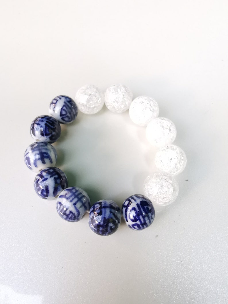 chinese letter beads bracelets Chinoiserie Bracelet gifts for woman Blue and white bracelets