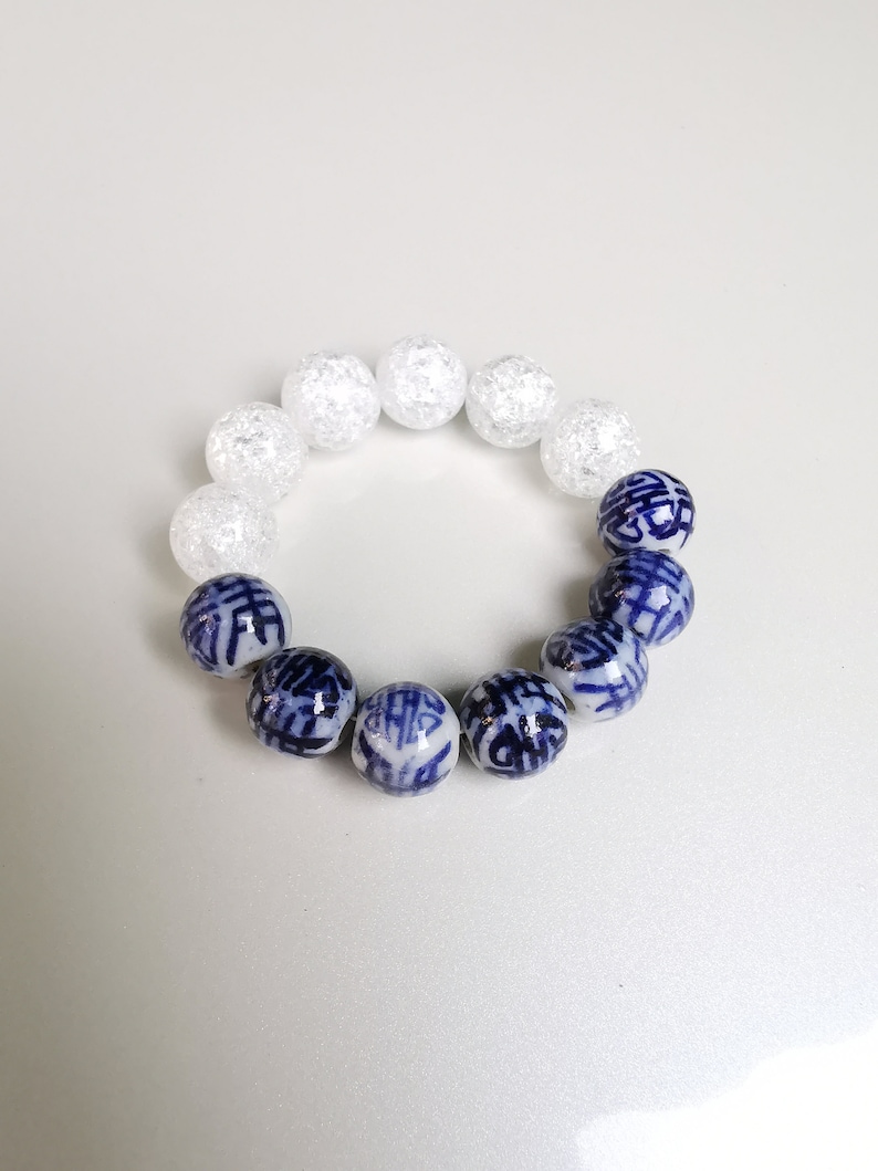 chinese letter beads bracelets Chinoiserie Bracelet gifts for woman Blue and white bracelets