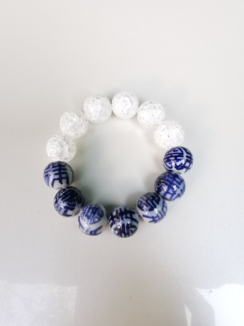 chinese letter beads bracelets Chinoiserie Bracelet gifts for woman Blue and white bracelets
