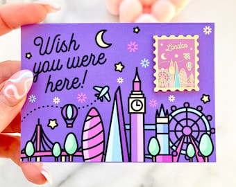 Goudkleurige email pin London Skyline