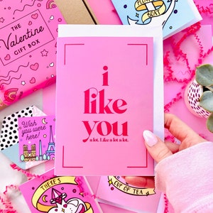Valentines Day Greeting Card, I Like You A Lot Luxury Red and Pink Card image 1