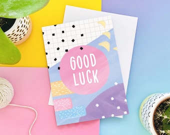 Good Luck Memphis 90s Inspired Retro Greeting Card
