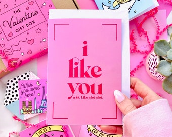 Valentines Day Greeting Card, I Like You A Lot Luxury Red and Pink Card