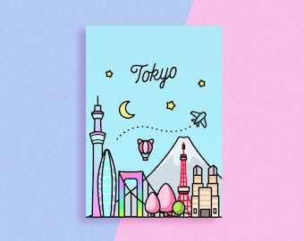 Tokyo Skyline Art Print on Canvas Paper