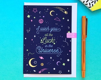 Good Luck Star Sprinkle Greeting Card. Exam Result Card