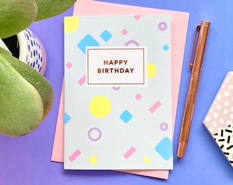 Happy Birthday Rose Gold Copper Foil Greeting Card