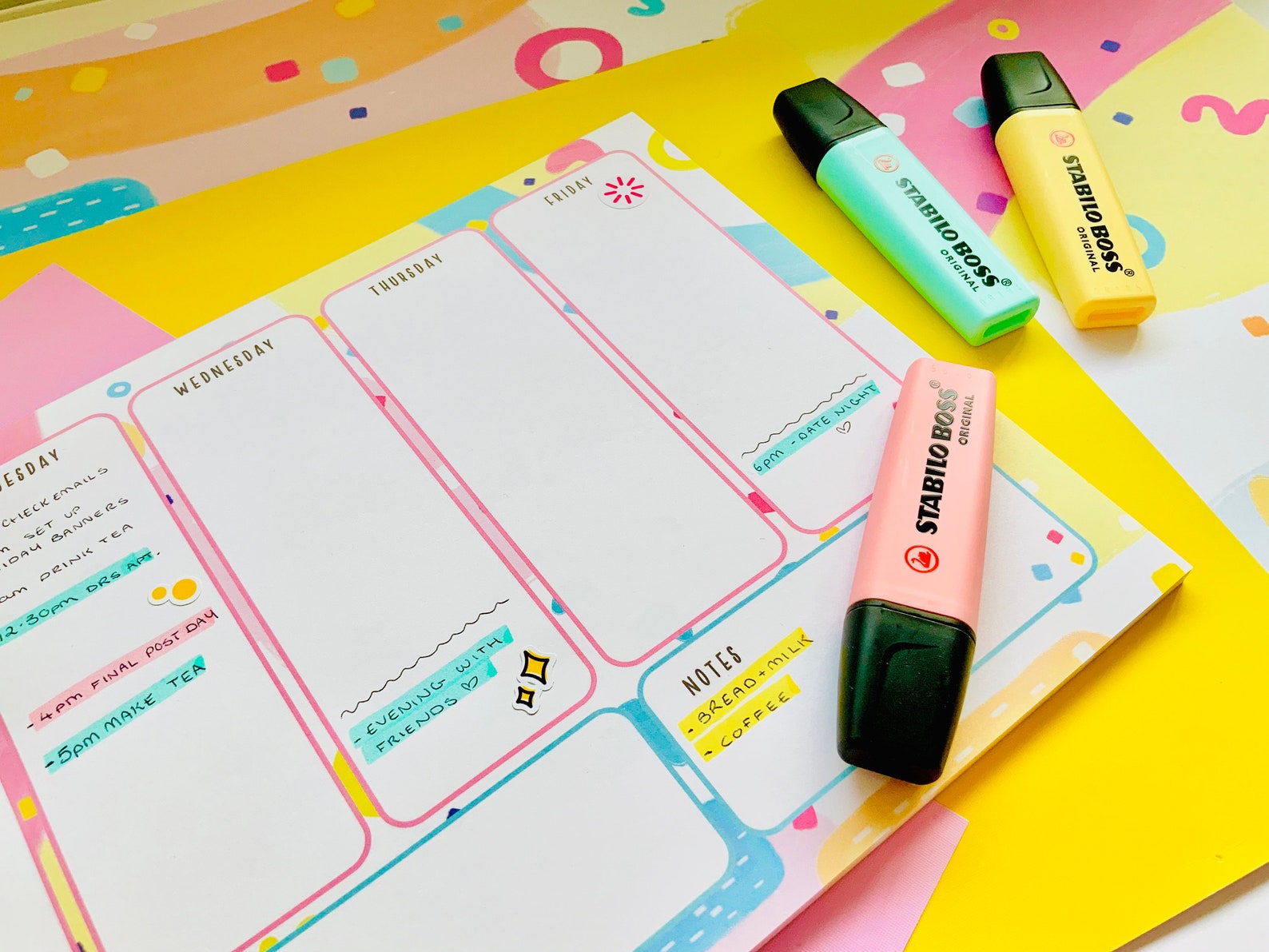 A4 Weekly Desk Calendar Planner Digital Download Etsy UK