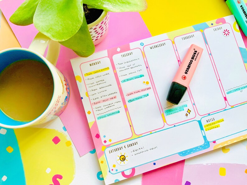 A4 Weekly Desk Calendar Planner Digital Download Etsy