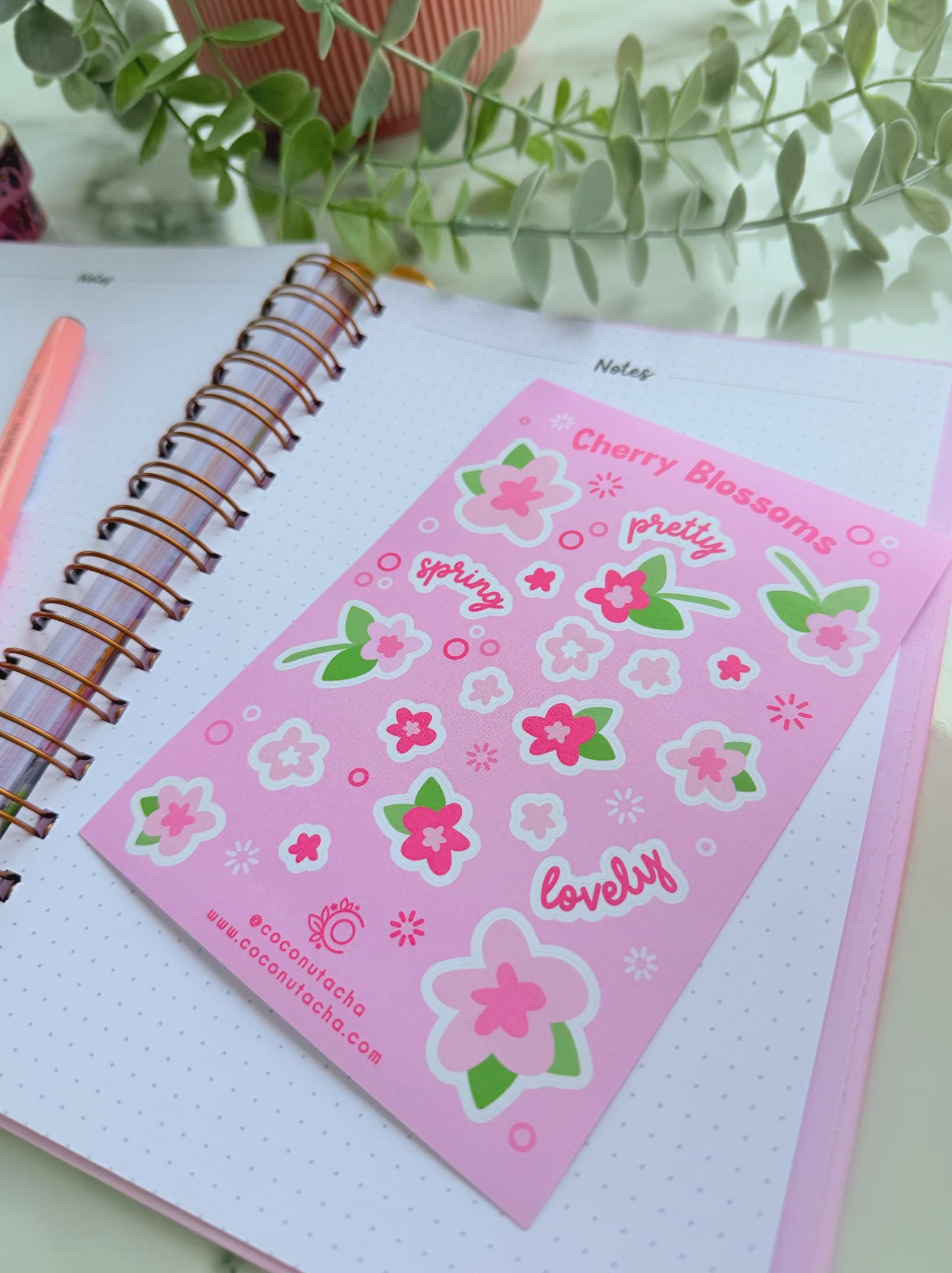 Cherry Blossom Sticker Sheet | Spring Flowers Stickers | Pink Pastel ...