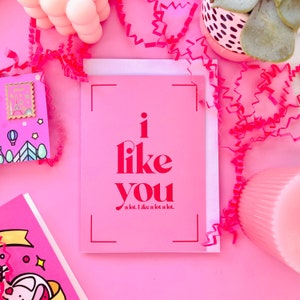Valentines Day Greeting Card, I Like You A Lot Luxury Red and Pink Card image 5