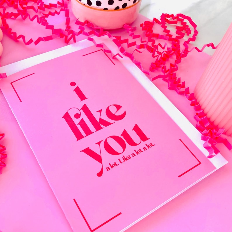 Valentines Day Greeting Card, I Like You A Lot Luxury Red and Pink Card image 6