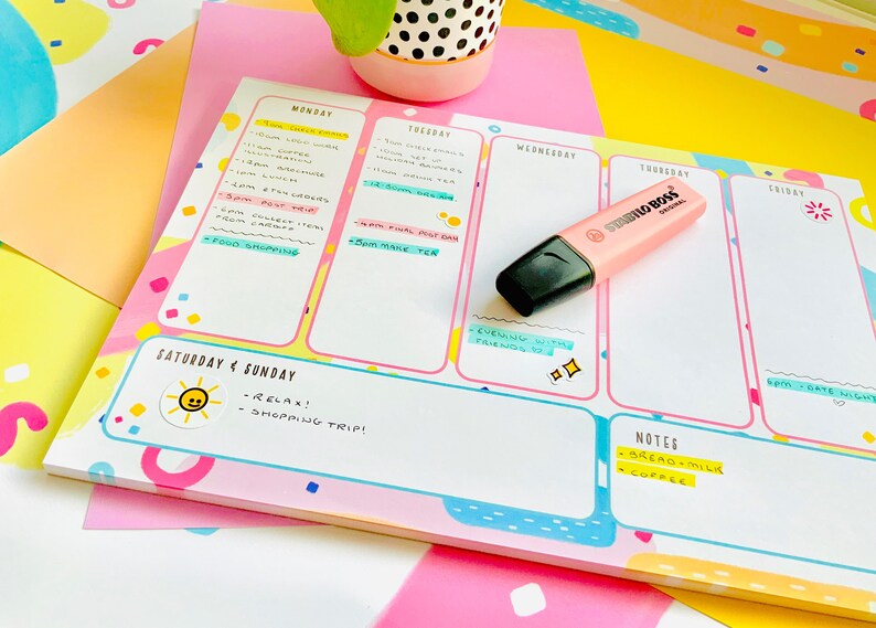 A4 Weekly Desk Calendar Planner Digital Download Etsy UK