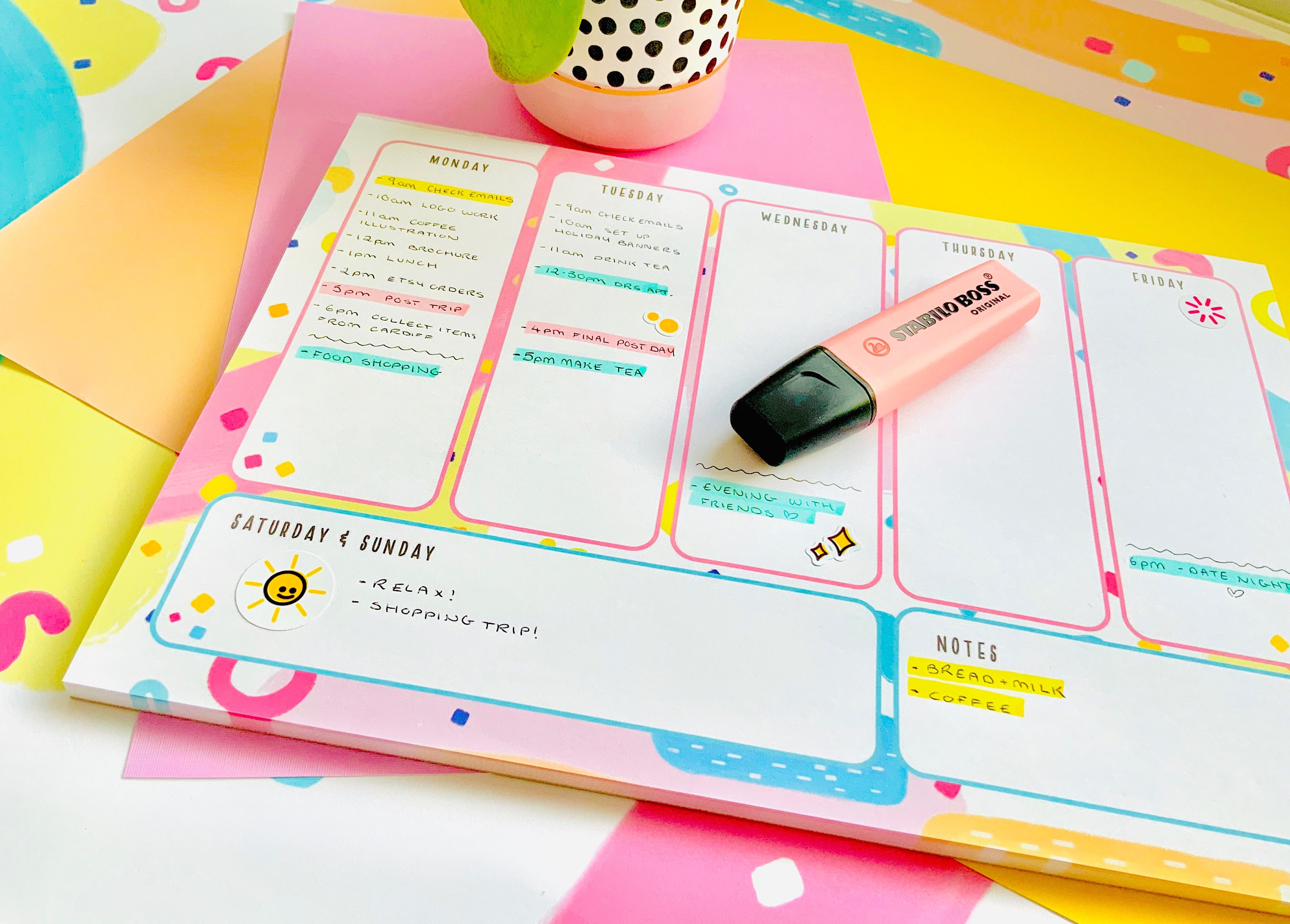 A4 Weekly Desk Calendar Planner Digital Download Etsy UK