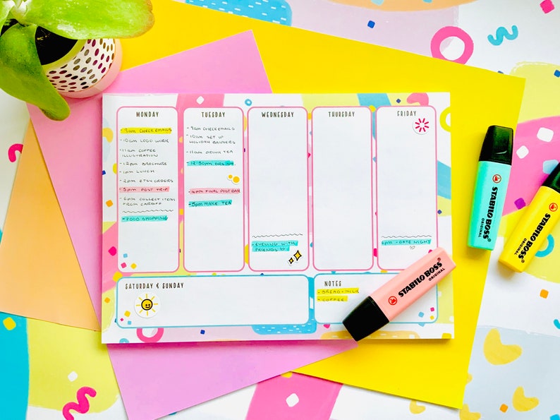 A4 Weekly Desk Calendar Planner Digital Download Etsy UK