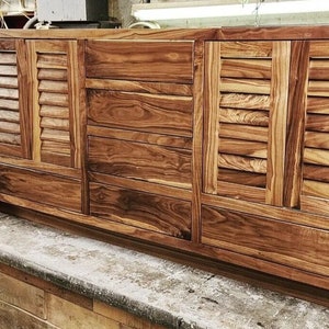 80&quot; Black Walnut Vanity With Louvered Doors