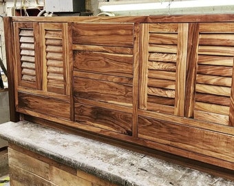 80" Black Walnut Vanity With Louvered Doors