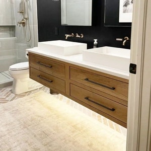 Floating White Oak Double Vanity Base