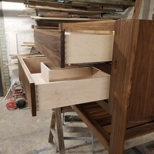 Black walnut vanity with vessel sink image 3