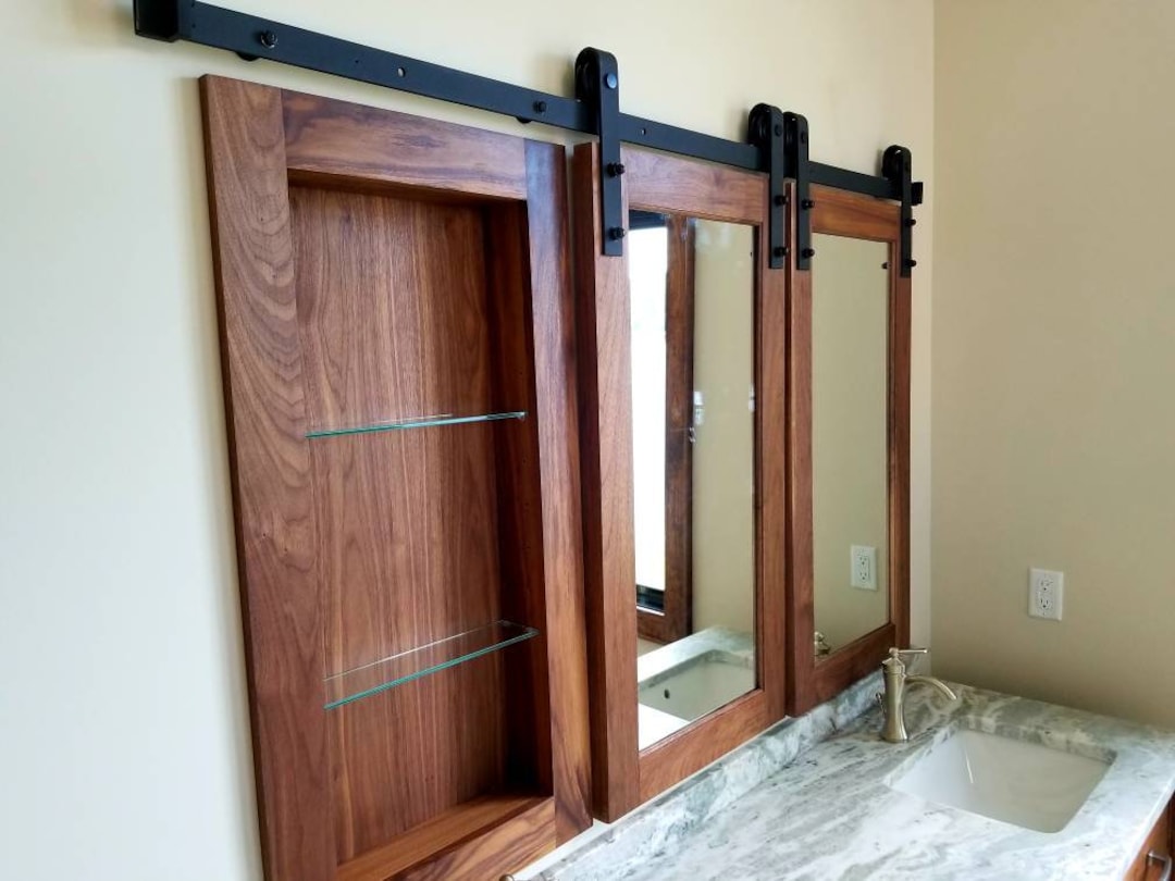 Barn Door Walnut Medicine Cabinet Etsy UK