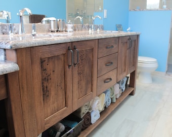 Custom 72 " Double Sink Walnut Bathroom Vanity