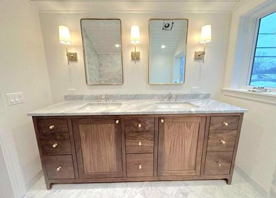 Dark walnut bathroom deals vanity