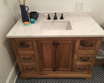 White Walnut Vanity with Marble Top