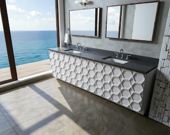 Modern white lacquered bathroom vanity