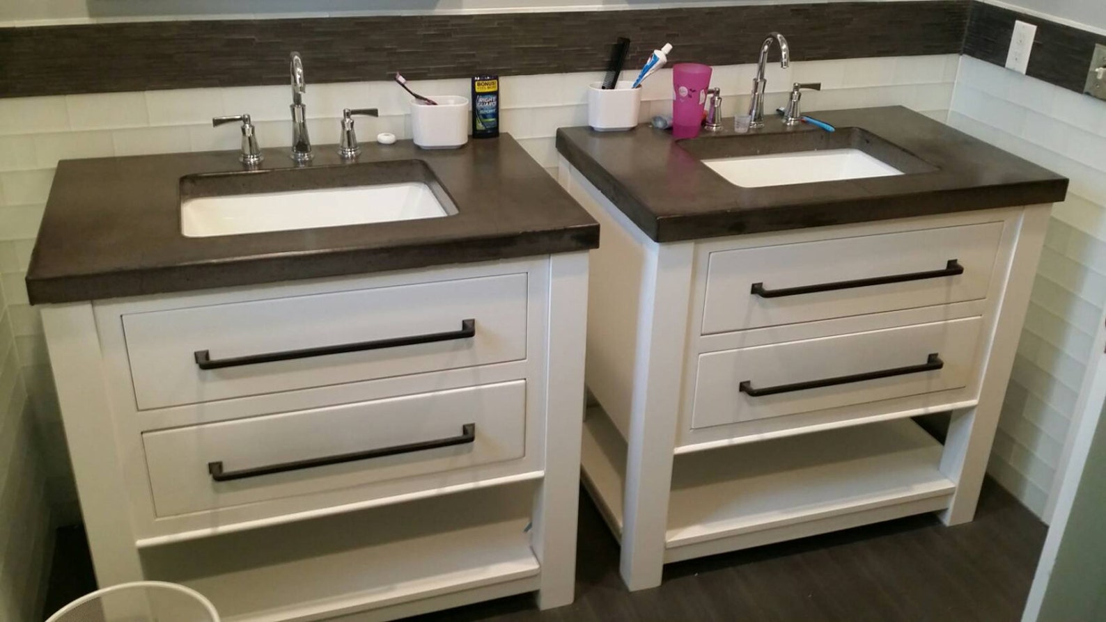 Painted vanity with concrete top Etsy