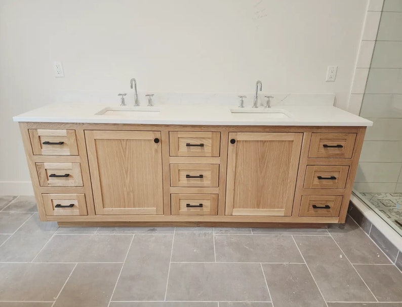 90" White Oak Vanity