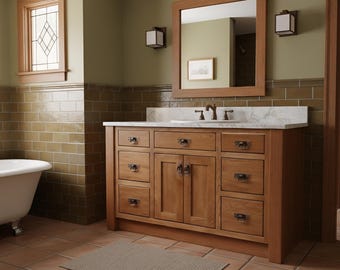 White oak vanity base cabinet