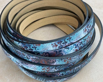 10MM Flat BOHO Denim Blue - High Quality Leather Cord - Made in Eu - Qty. 2ft/24"