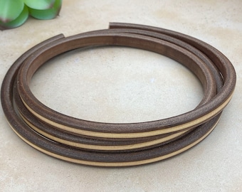 LIMITED  - 2-Toned Licorice Leather - 10x 6mm Thick Leather Cord - 8" - Best Quality Cord Made in EU