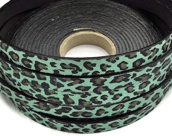 10MM Turquoise Leopard Print Leather Cord -2ft/24"