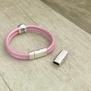Magnetic Clasp for Leather Cord - Silver 8x4MM Clasp - 4MM Round Cord  (Qty. 1)