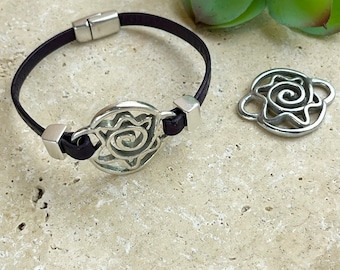 Boho Star Zamak Connector - 5MM Bracelet Finding - Connector w/2 loops - Leather Bracelet Making Supplies Qty. 1