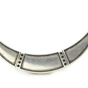 Statement Necklace Focal Piece w/Small Crystal Settings - Sterling Silver Plated - Top Quality Metal Casting (Qty.1)