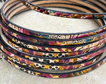 5MM Flat Leather - Boho Safari - Genuine Leather Cord - High Quality Leather Cord for Making Jewelry