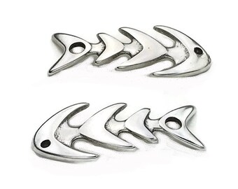 Fishbone Bracelet Connector - Sterling Silver Plated - Antique Silver - High Quality Metal Casting - Qty. 1