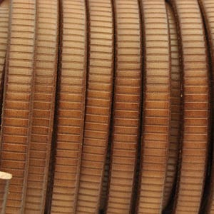 Best Licorice Leather Embossed Leather Cord  - Cognac Color Leather Bracelet Cord for Making Jewelry Linear Embossed Made in Spain - 8&quot;/20CM