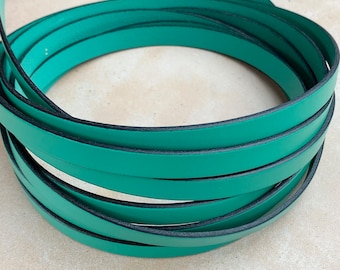 10mm Flat Leather  - Teal - High Quality Leather Cord - Made in EU 2ft/24"