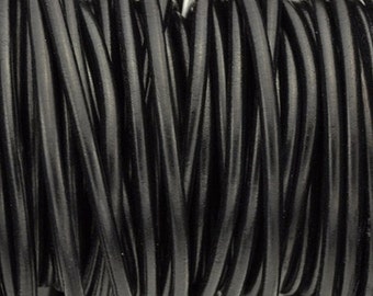 Cordón de cuero redondo de 5 mm - Negro - Cuero para hacer joyas - 2 pies/24" - Hecho en España